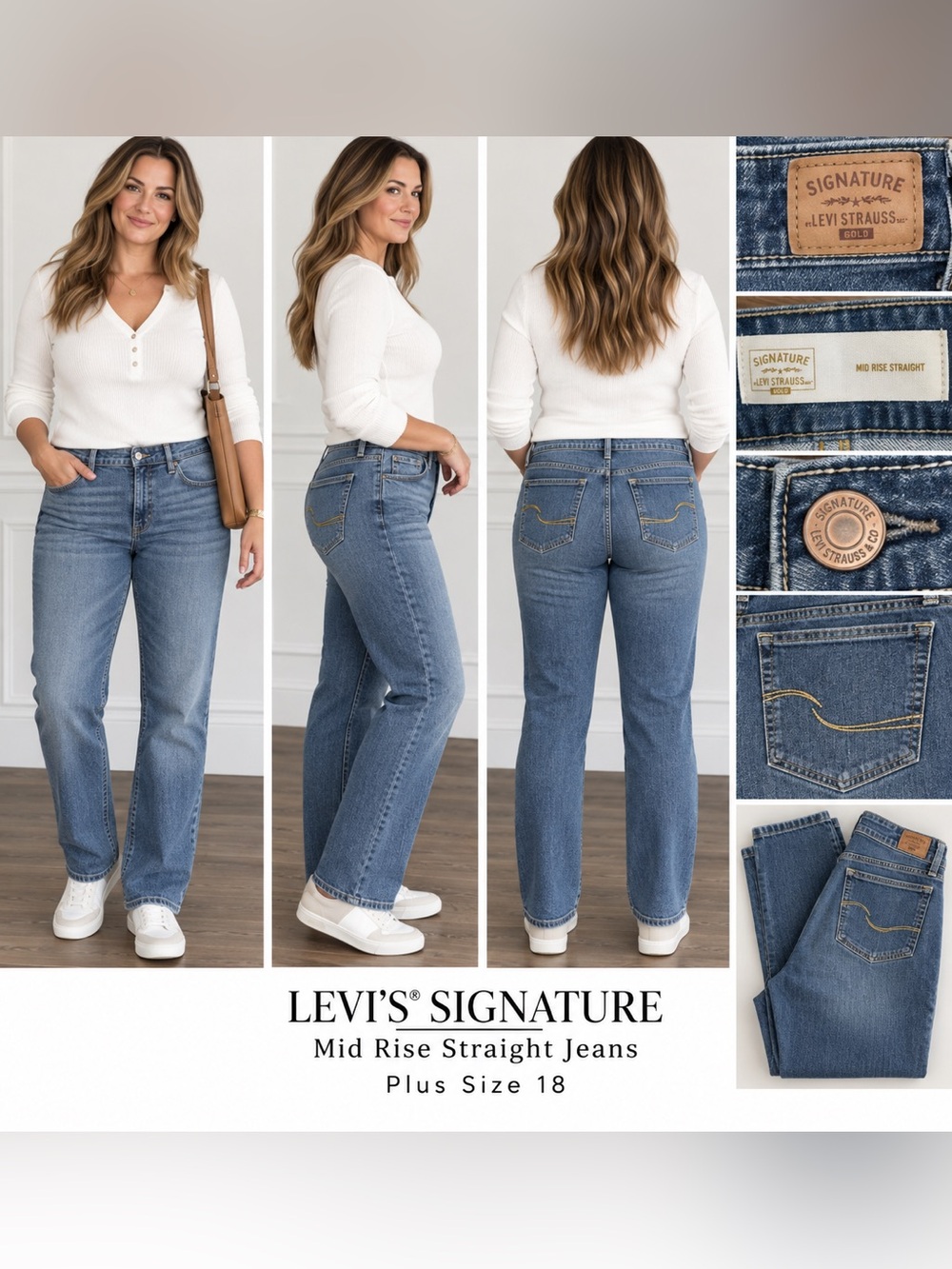 Levi's Signature Mid Rise Straight Jeans 34x32 size 18